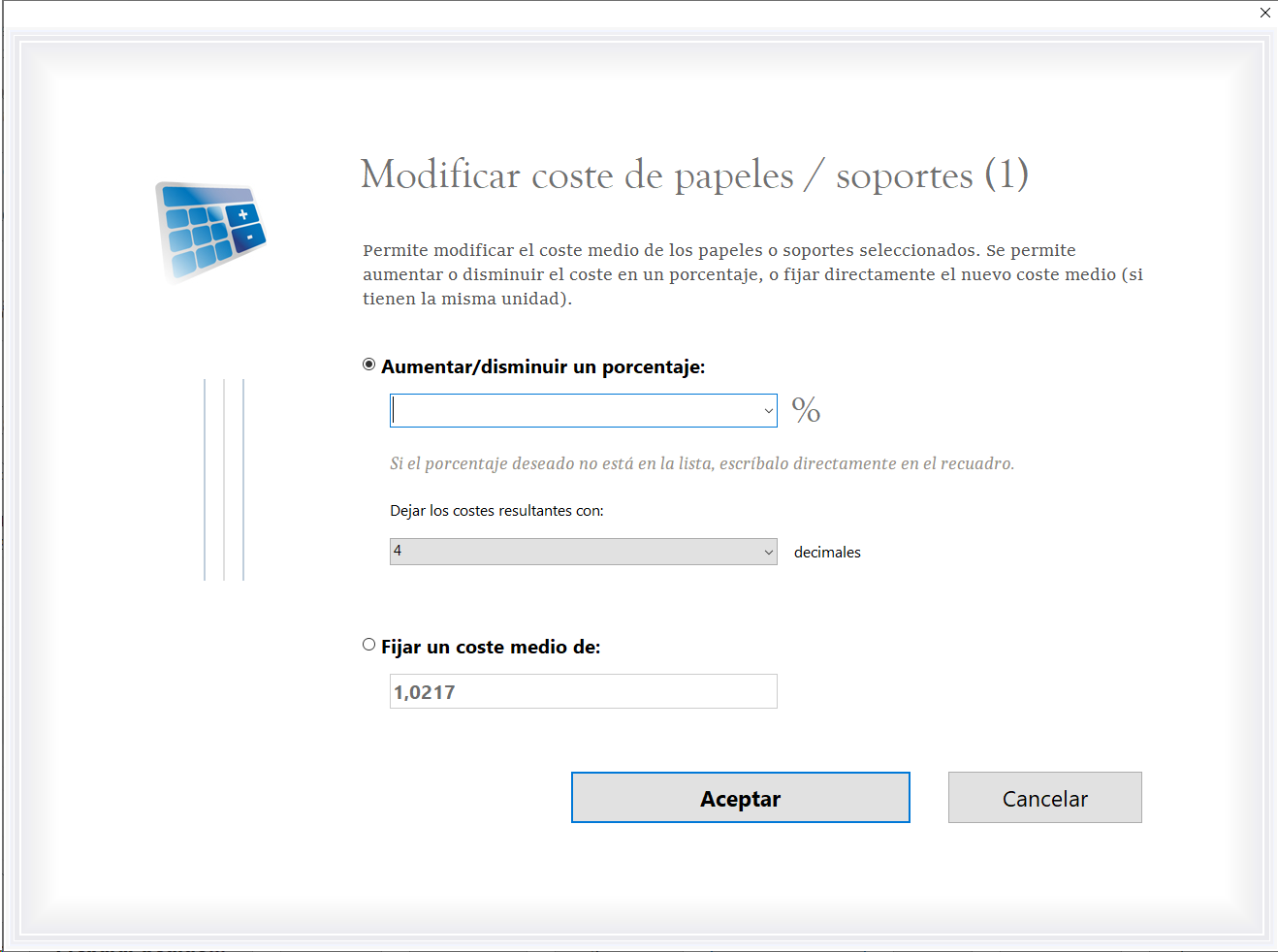 Pantalla del software de presupuestos para imprenta y artes gráficas Logic Print
