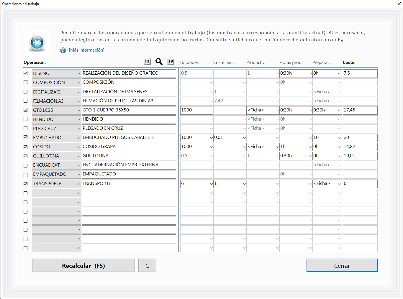 Una pantalla principal del módulo más usado del software ERP de presupuestos y gestión para las imprentas y artes gráficas Logic Print