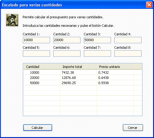 Pantalla del software de presupuestos para imprenta artes gr�ficas Logic Print