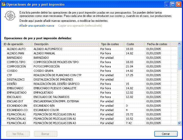 Pantalla del software para imprenta y artes gr�ficas Logic Print 2005